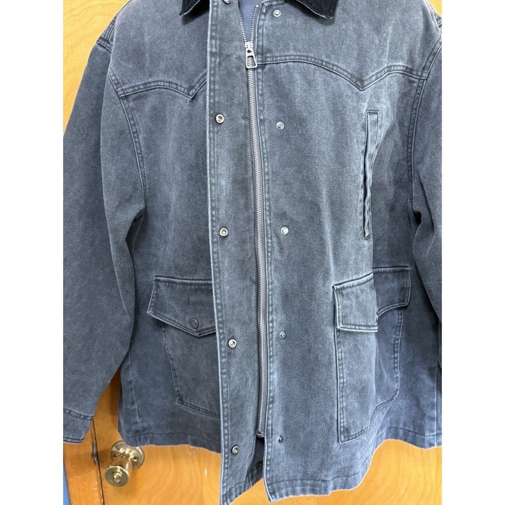 Anthropologie Pilcro Womens Western Denim Barn Jacket Coat Washed Charcoal Sz XL - Picture 3 of 14